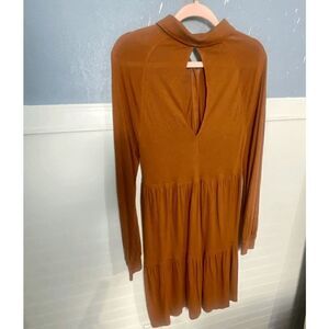 Free People Women’s Long Sleeve High-Low Button-Up Mini Dress Brown